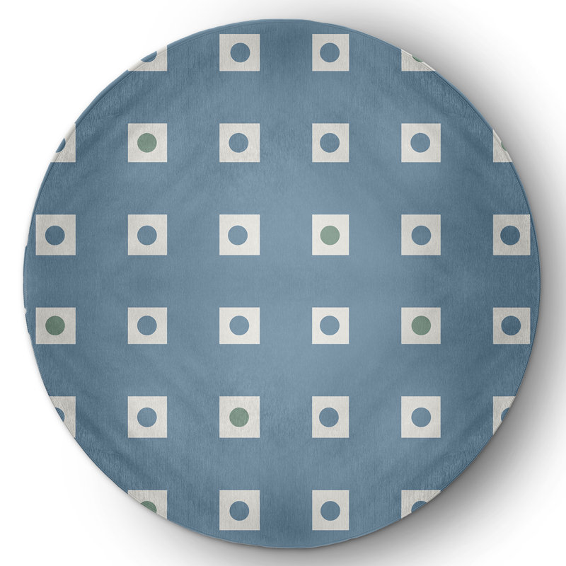 Chenille Geometric Indoor Rug, Round 5'