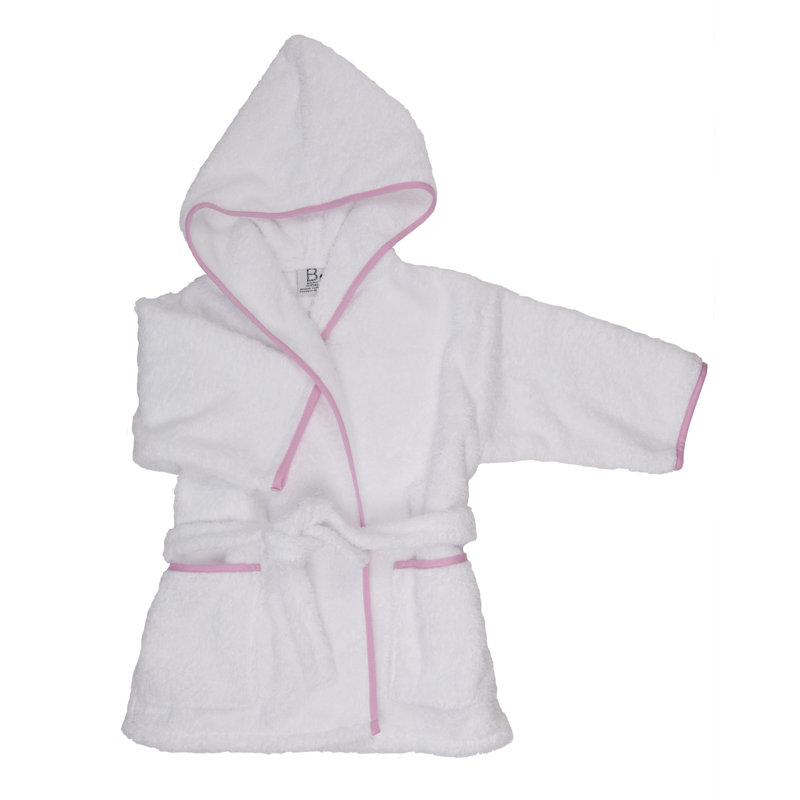 Gender Neutral Bathrobe with Pockets and Hood, Pink, Kids M