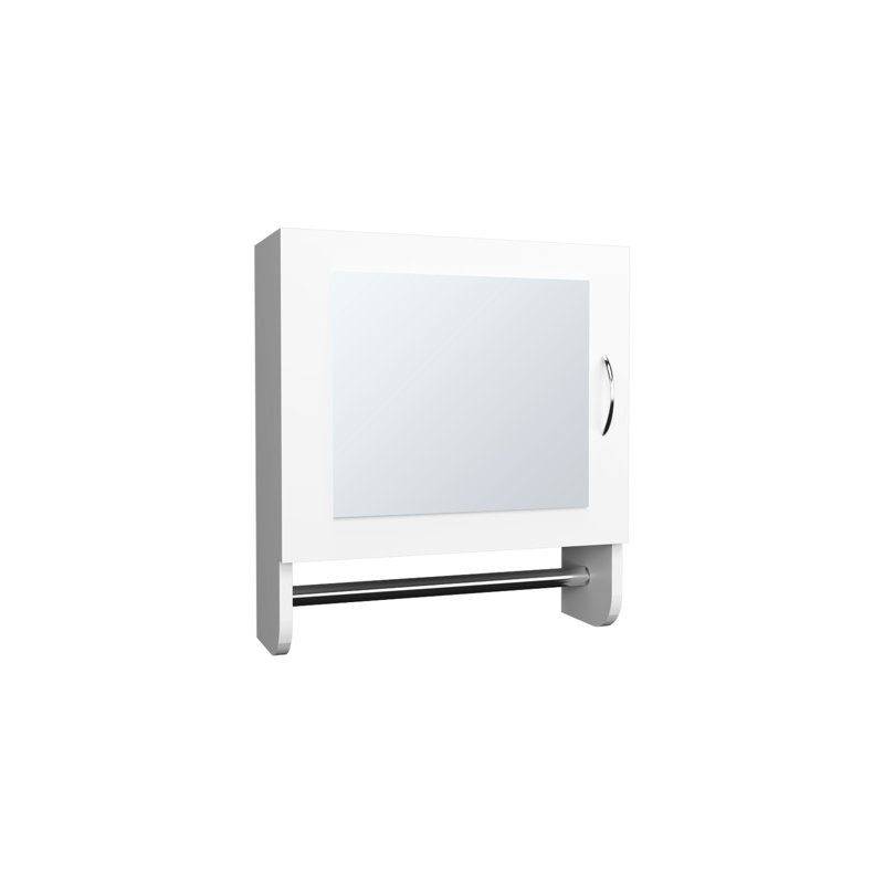 19.7" H X 17.7" W White Mirror Cabinet With Towel Rack - And Functional For Bath Kitchen, Two Interior Shelves Rack, 19.7"x17.7", Contemporary Practical Ideal Bathroom &