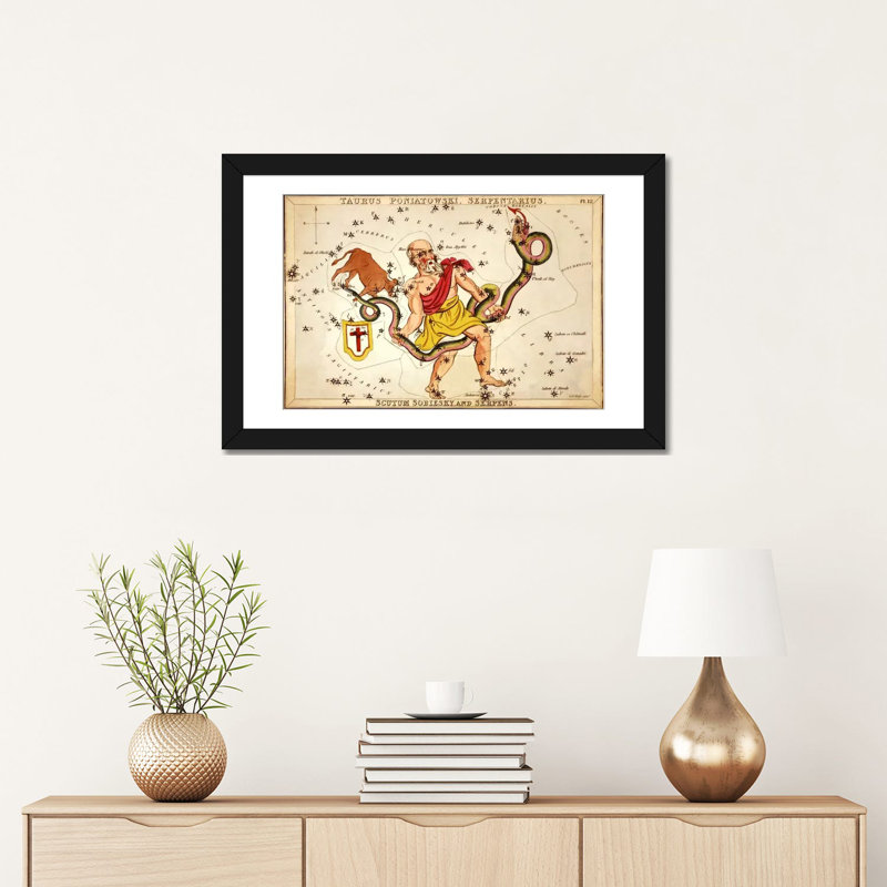 « ophiuchus, 1825 » par reproduction d’art sur toile Sidney Hall, H 16 po x l 24 po x P 1 po, Papier d'art encadré noir
