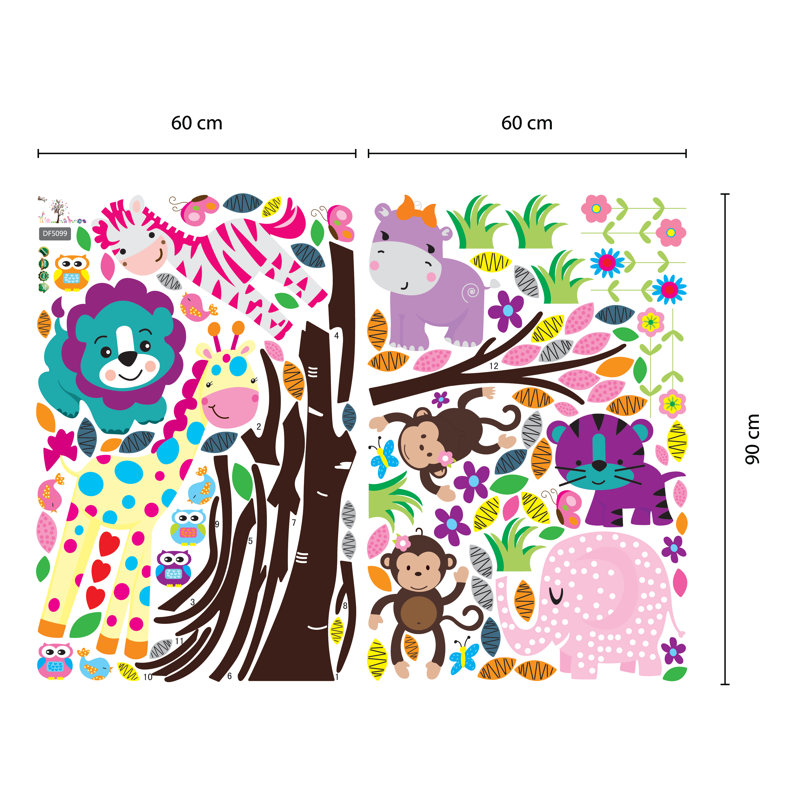 Décalcomanie murale animaux heureux