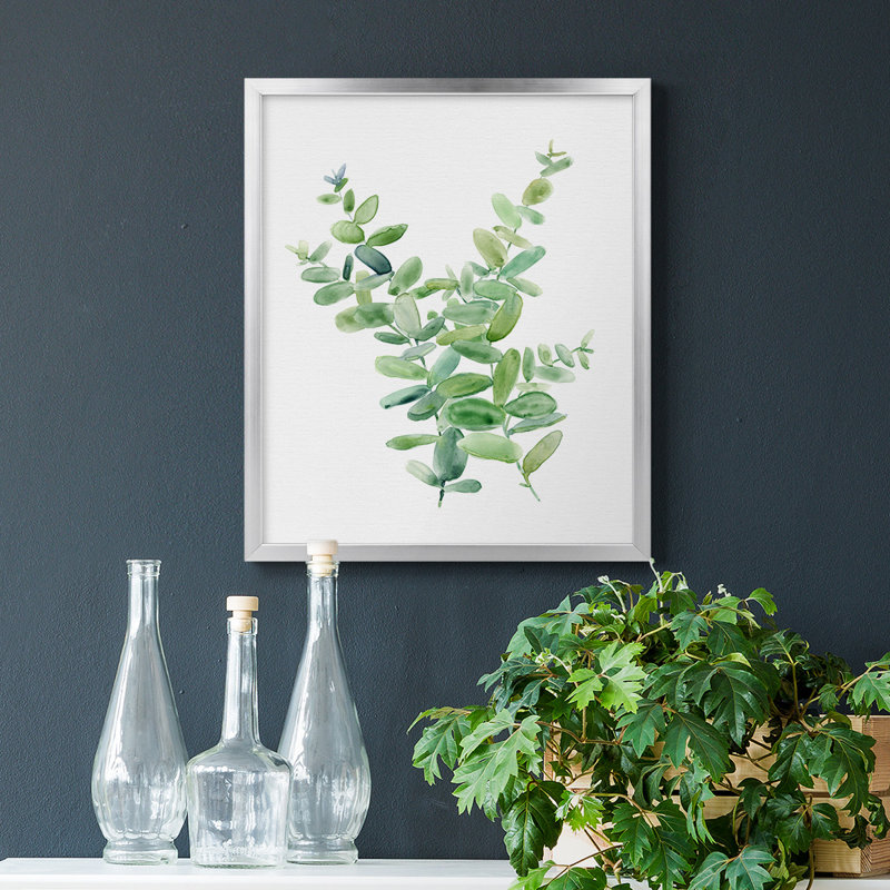 Eucalyptus III, toile encadrée de qualité supérieure - prête à être accrochée, Argent, H 20 po x l 16 po