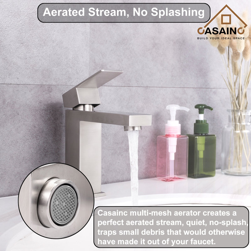 Single Hole Single Handle Bathroom Faucet 1.5 GPM, Brushed Nickel