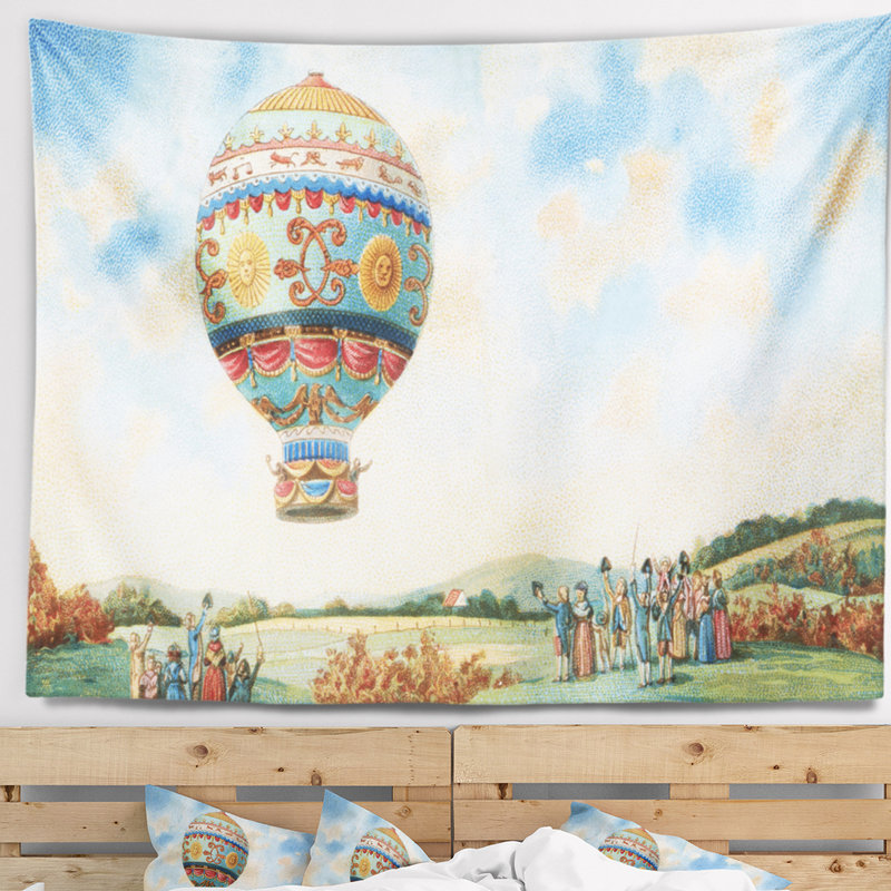 Tapisserie d'illustration ballon air chaud Abstract, H 50 po x l 60 po