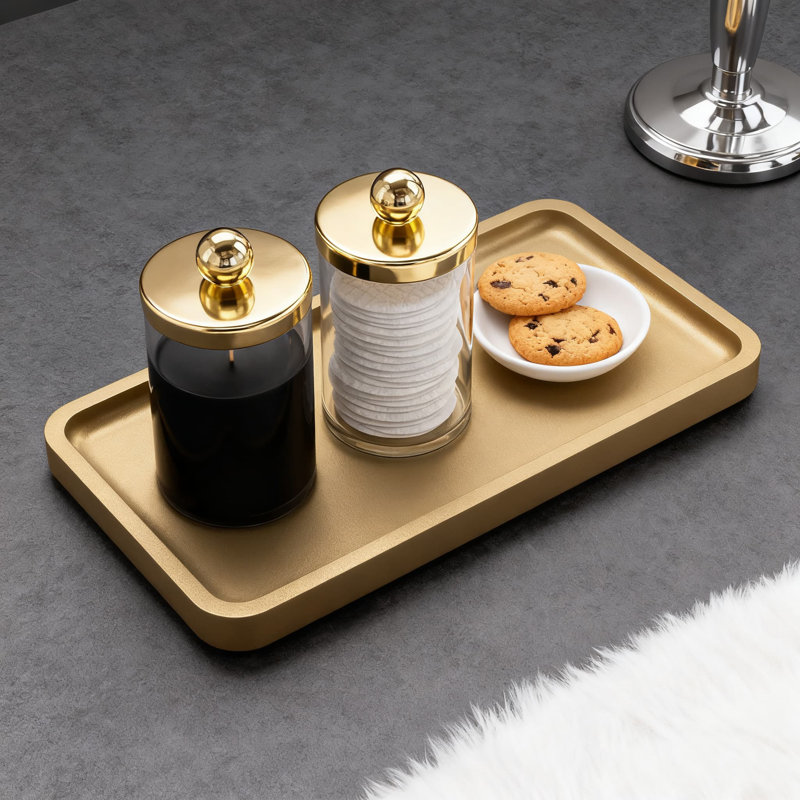 Bathroom Vanity Tray For Countertop Organization, Multi-Purpose Decorative Tray For Makeup, Perfume, Jewelry, Soap Dispenser, And Kitchen Spices, Compact And Durable Design