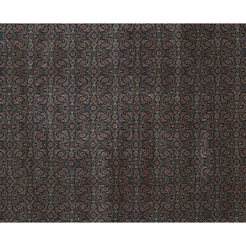 Tapis bleu marine et rouille de haute qualité noué à la main