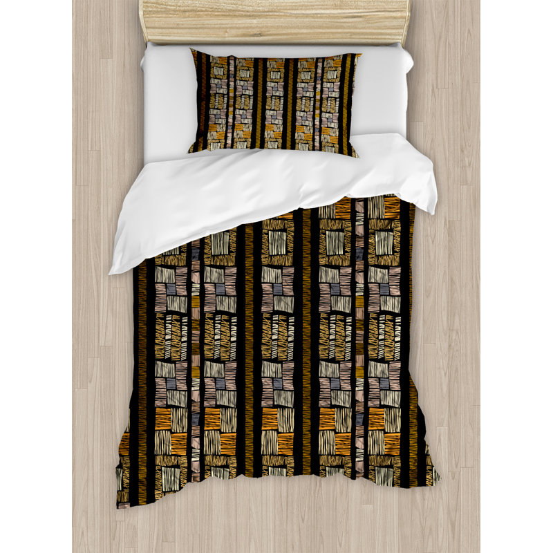 Rustic Geometric Shapes Duvet Cover, Twin
