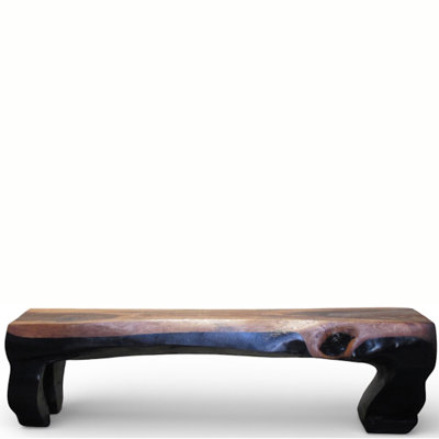 Hand Carved Modern Sculptural Bench in Ebony and Brown 1