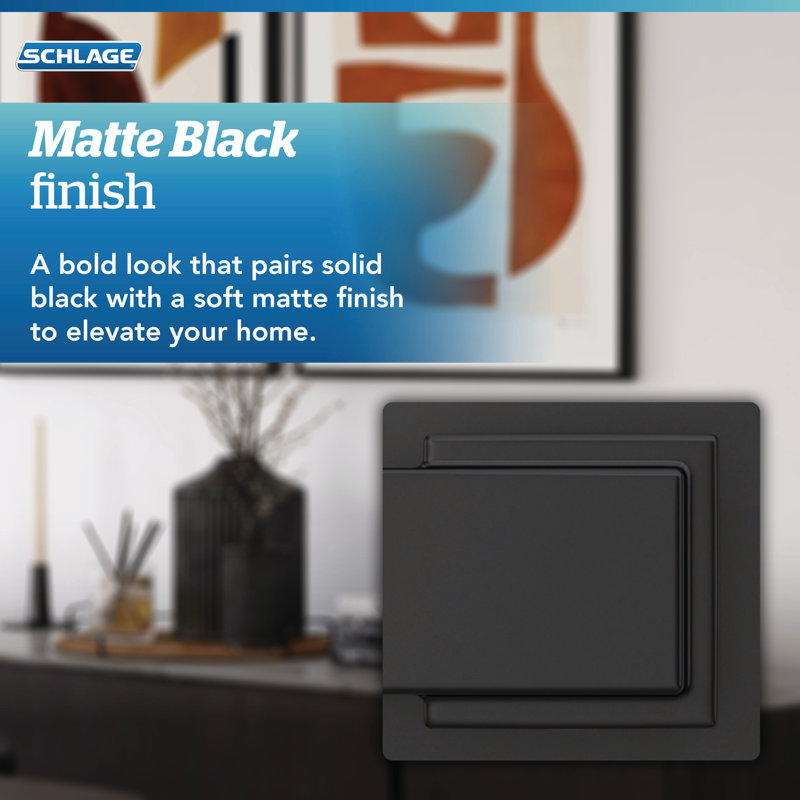 Century Handleset with Single Cylinder Deadbolt and Latitude Door Lever and Rosette, Matte Black