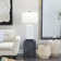 Ceramic Fluted Base White Table Lamp with Drum Shade