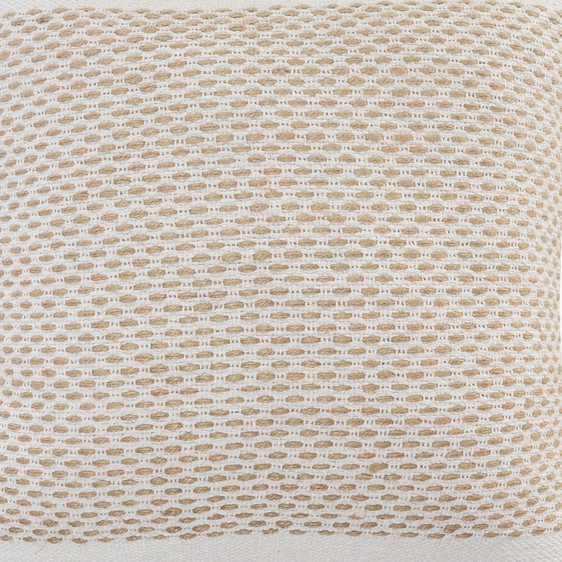 Ivory and Tan Jute Interwoven Square Throw Pillow