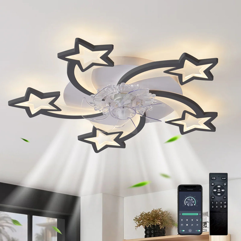 Ventilateur de plafond réversible à intensité variable à 6 vitesses 29,13 po avec lumières DEL et télécommande Rishikesh