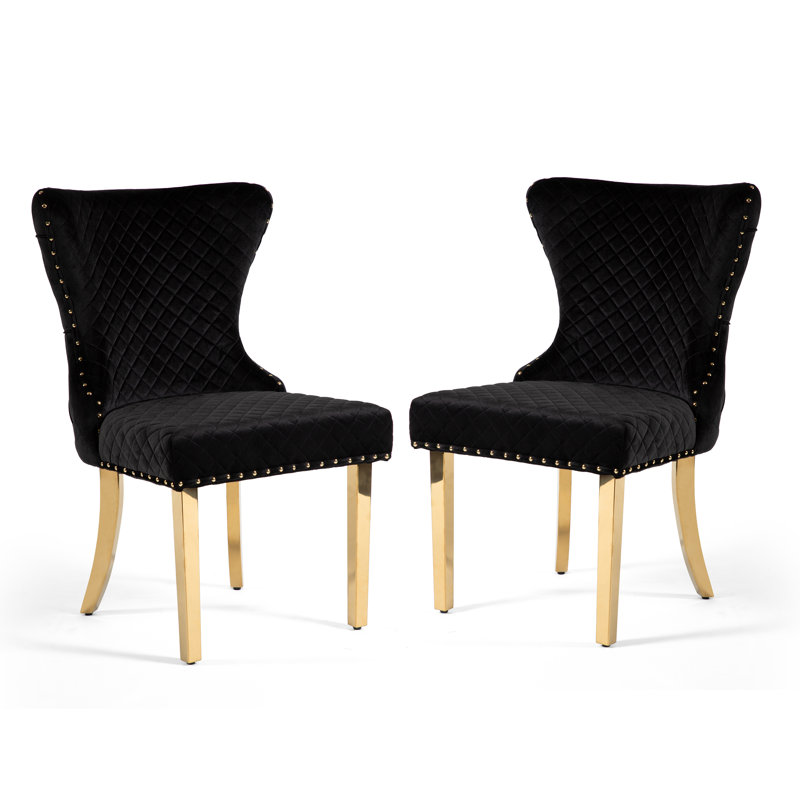 Chaises d'appoint rembourrées Monroe, Doré, Noir, noir, noir, noir