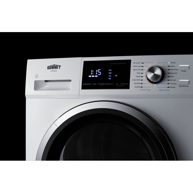 Summit 4.4 Cu. Ft. White Stackable Electric Dryer with Moisture Sensing