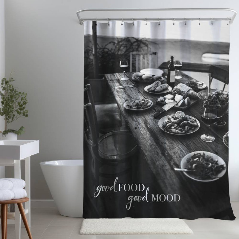 Shower Curtain PH17 – Polyester Shower Curtain, Dye Sublimation Print, 71" W × 74" L