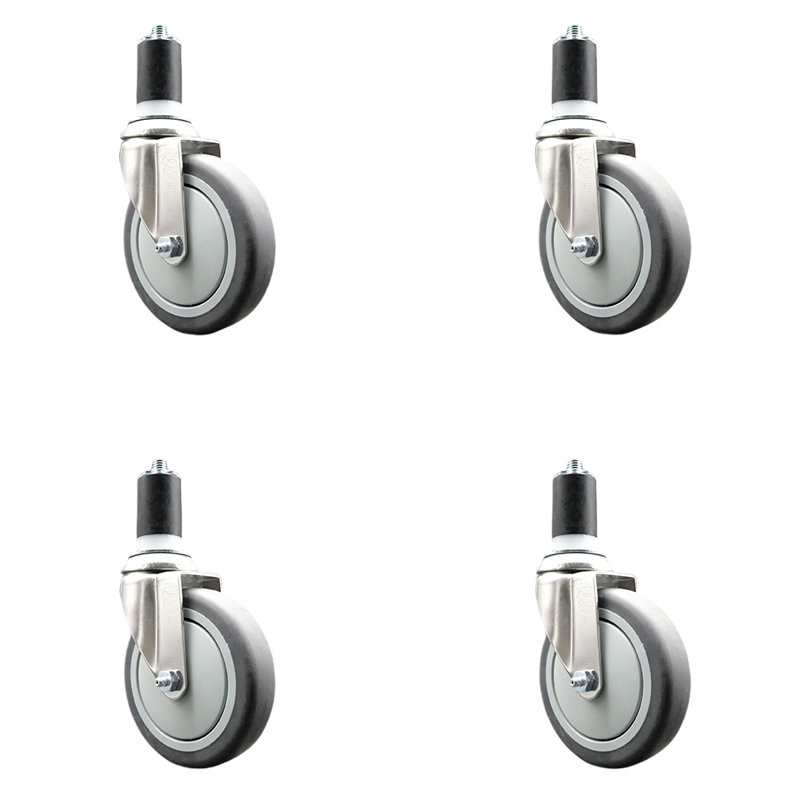 Ensemble de roulettes extensibles pivotantes en caoutchouc thermoplastique 316SS, Tige en extension de 1-1 / 2 po