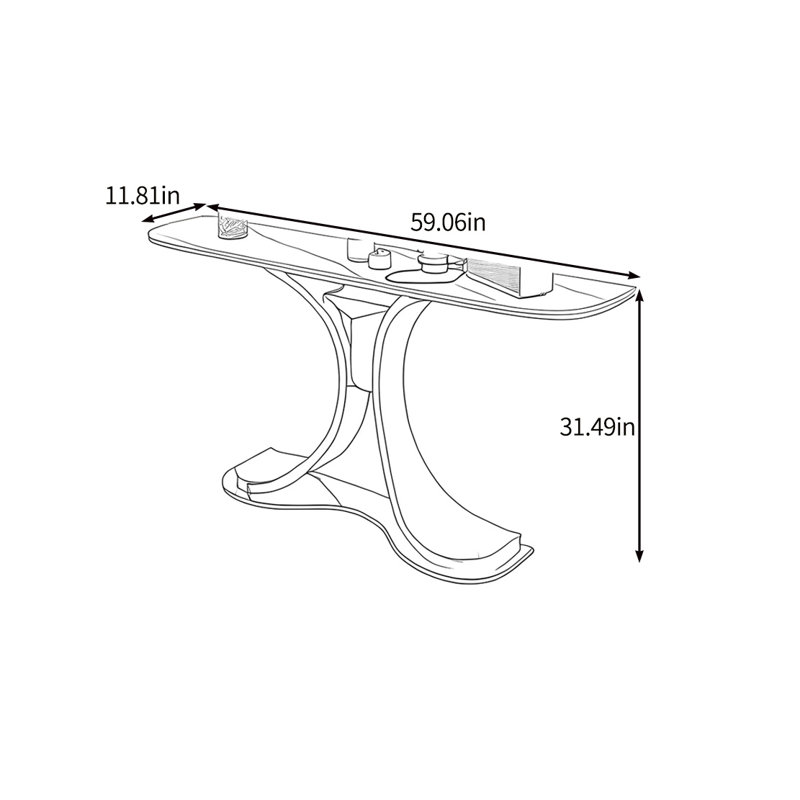 Console simple et moderne, H 31,49 po x l 59,06 po x P 11,81 po, Doré, Gris