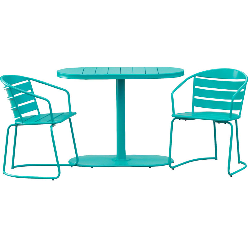 Gunner Oval Metal Folding Bistro Set, Teal