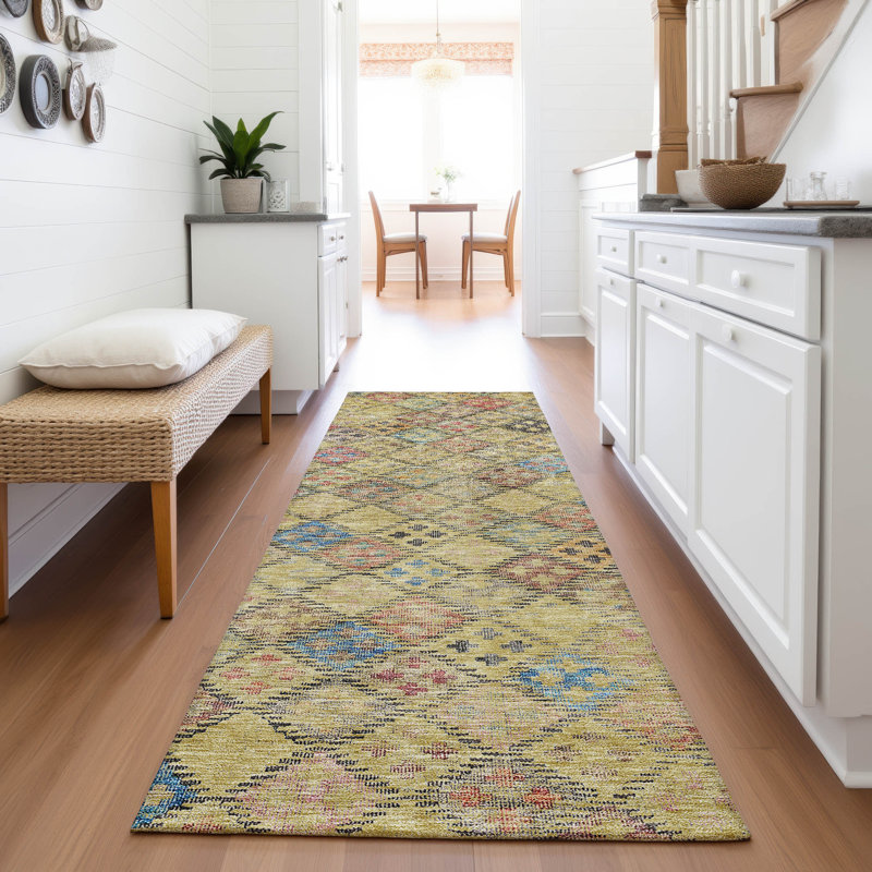 Premium Machine Washable Janicki AMF1081 Geometric Rug, Runner 2'3" x 7'6"