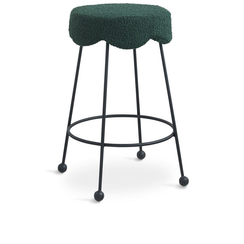 Fleur Boucle Fabric Counter Stool, Green Boucle Fabric