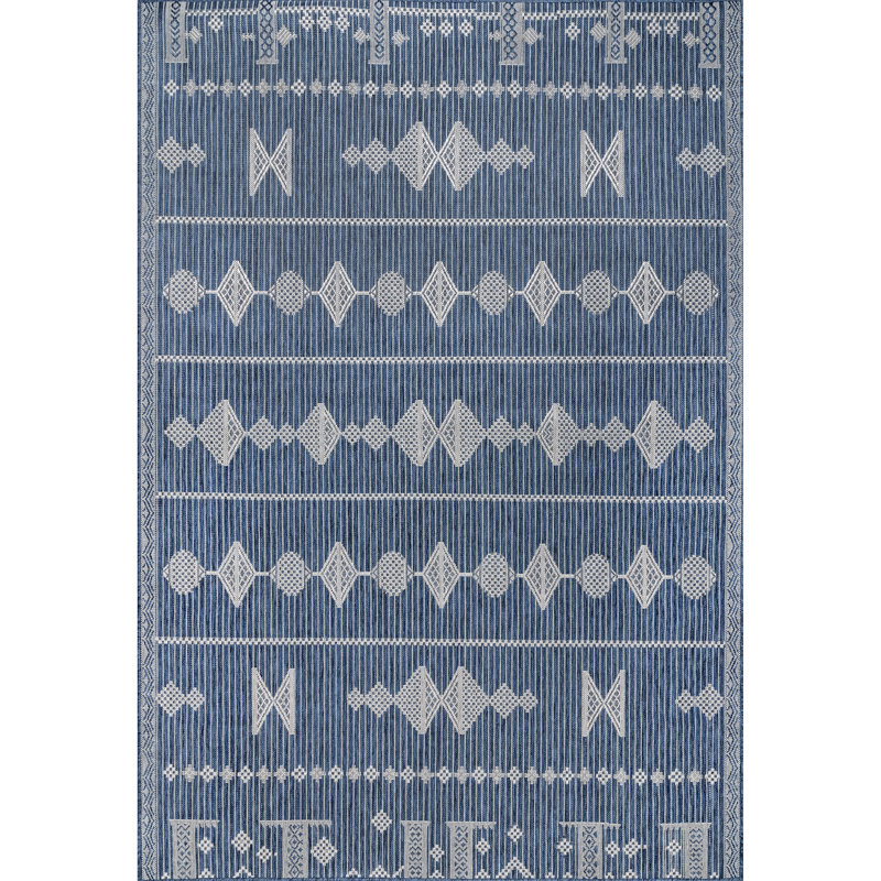 Tapis intérieur / extérieur bleu Achilina, Rectangle 9 pi 6 po x 12 pi