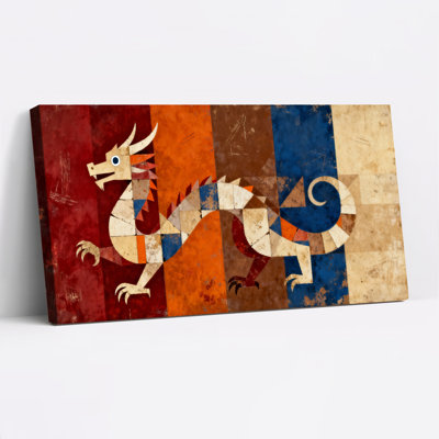 «Geometric Dragon», art abstrait sur toile tendue sur toile, ensemble de 1