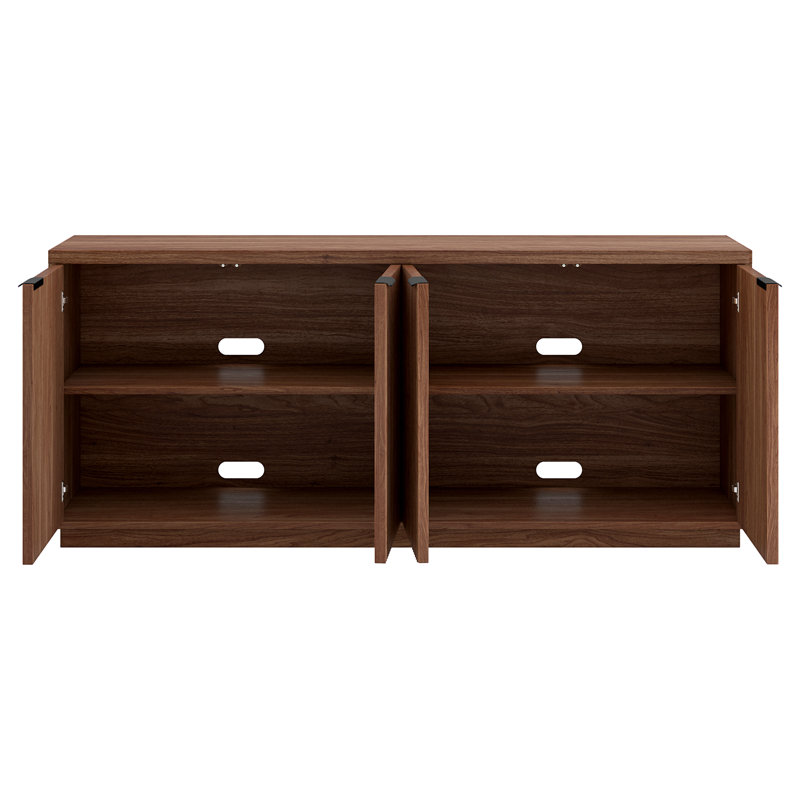 Alasha 68" Wide Rectangular Fluted Buffet Table, Satin Walnut