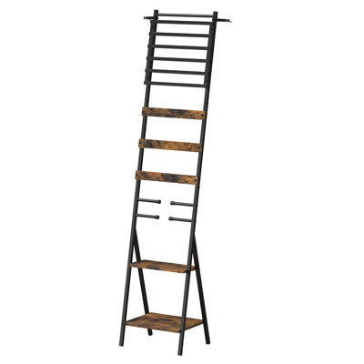 Burned Finish Wall-Leaning Ladder Jewelry Organizer