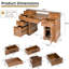 59" Farmhouse Office Desk With  Charging Station & Storage Cabinet (Not Include Stools)-1207014381