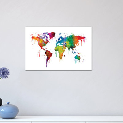 World Map Series: Dripping Effect I, impression sur toile tendue