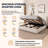 Modern Scandinavian Queen Corduroy Upholstered Lift-Up Storage Platform Bed with Wingback Headboard, Cream-205557304-205557307