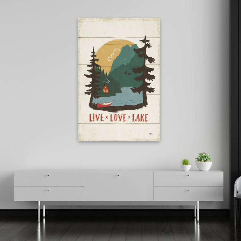 Illustration rétro du lac VII, H 60 po x l 40 po