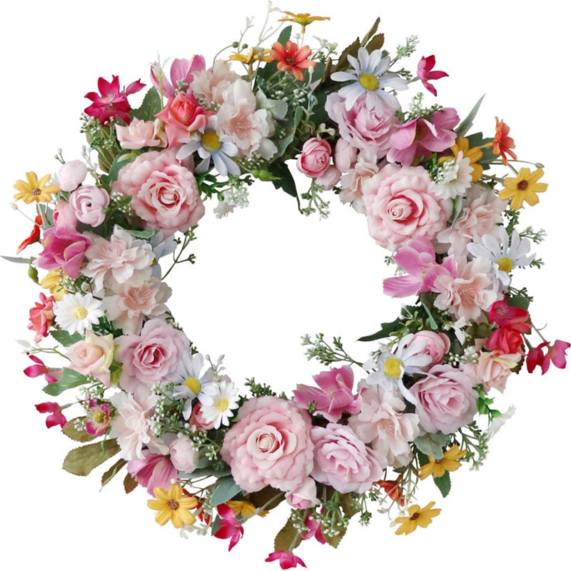 Couronne de pivoines roses artificielles 18,8 pouces