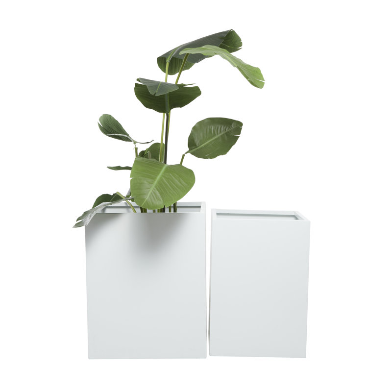 Etha Metal Planter Box - Set of 2, White
