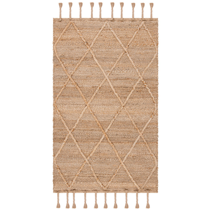 Digiovanni Natural Fiber Hand Woven Jute Geometric Rug, Rectangle 3' x 5'