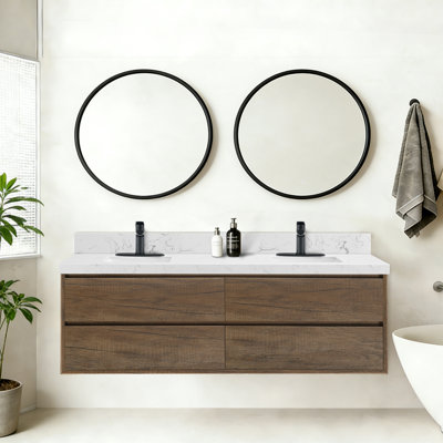 Meuble-lavabo mural moderne avec tiroirs flottants
