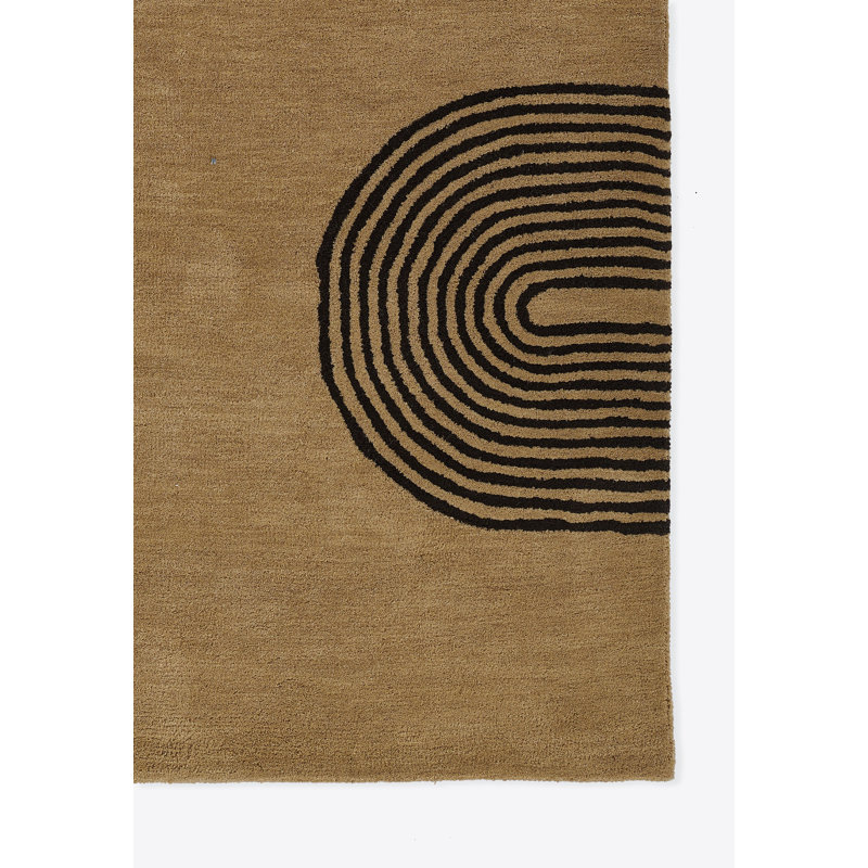 Yasi Hand Tufted Wool Geometric Area Rug in Beige, Rectangle 9' x 12'