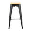 Tabouret de bar contemporain en acier noir et bois naturel - ensemble de 2