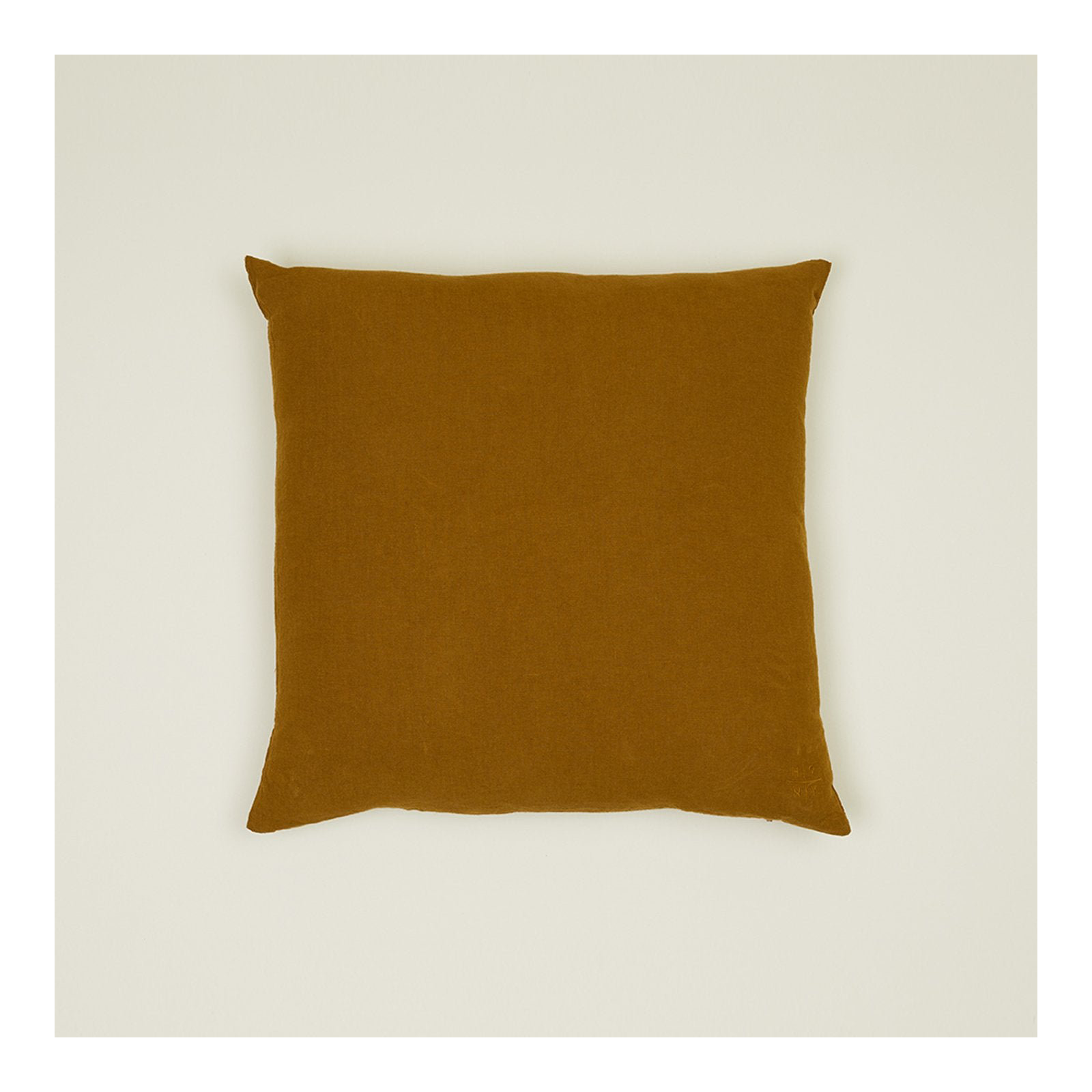 Simple Embroidered Linen Throw Pillow, Bronze, Square 22"