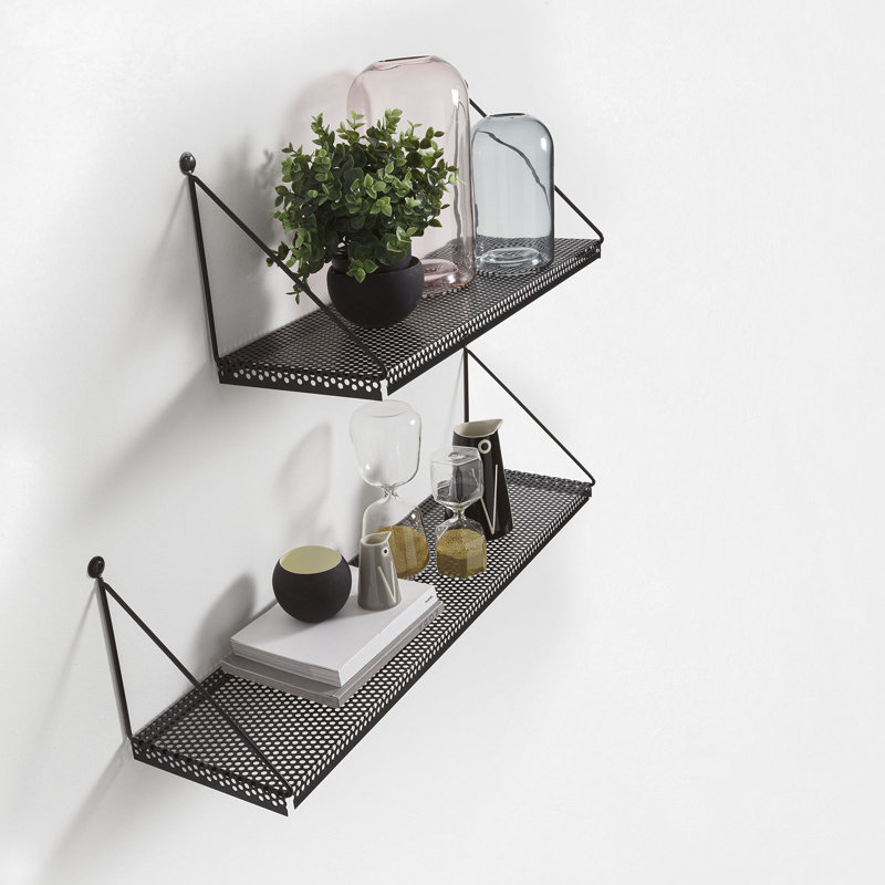 Hyden Metal Bracket Shelf, Black, 2.5cm H x 80cm W x 20cm D