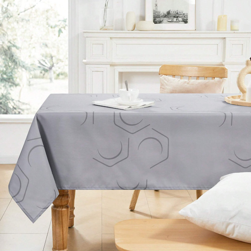 Geometric Patterned Tablecloth, 1 PCS, Light Grey, 54" x 102"