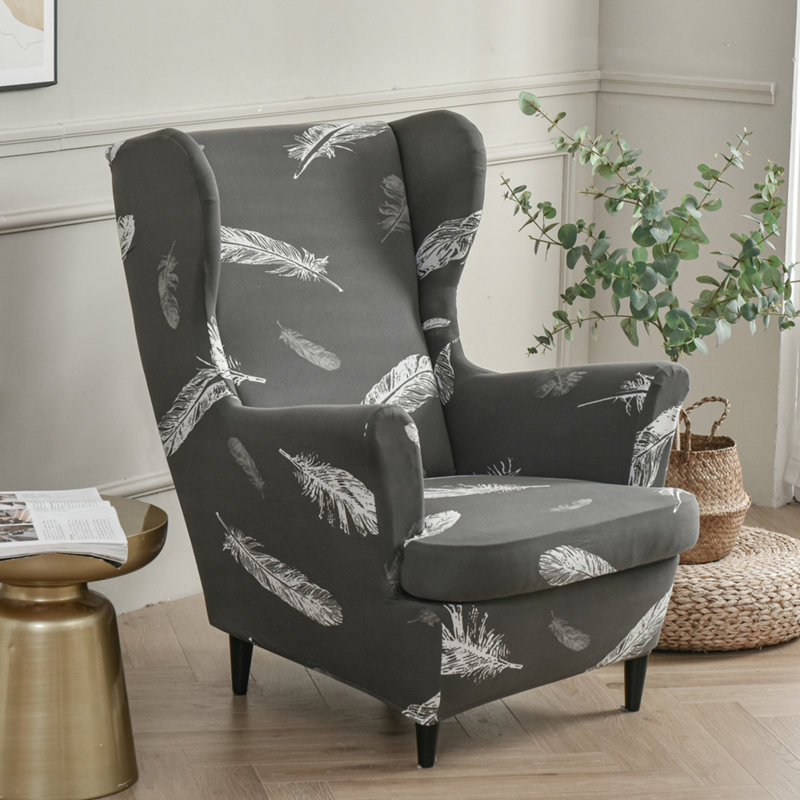 Housse extensible pour tabouret tigre, 100 % coton gris clair