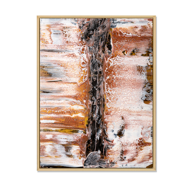 «Brown White and Black Flowing Foam Marble III», peinture sur toile encadrée, H 12 po x l 8 po x P 1 po