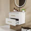 Ensemble de meuble-lavabo mural 24 po avec lavabo, deux tiroirs, lavabo en céramique, assemblage facile, poignée longue en métal, 2 tiroirs de rangement