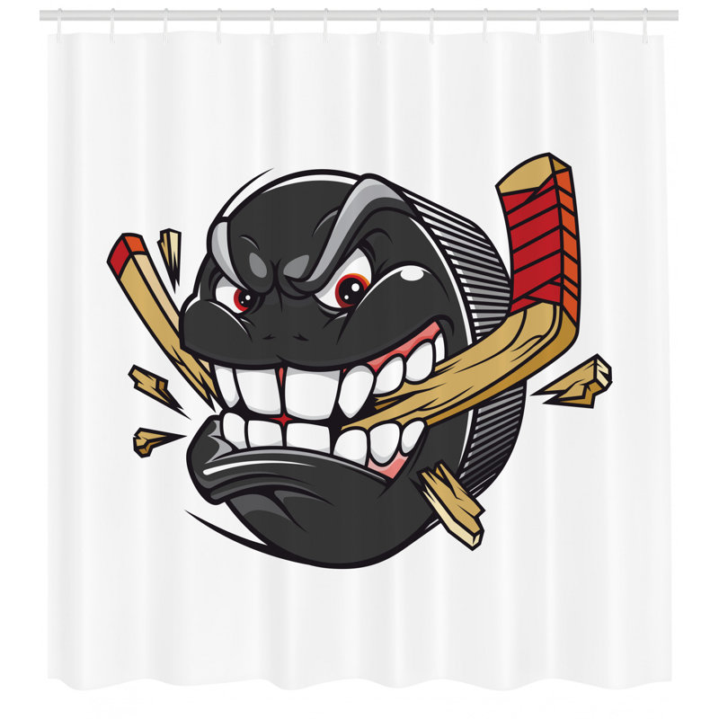 Ensemble de rideau de douche Hockey et crochets, H 75 po x l 69 po