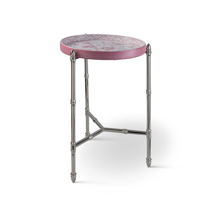 Jardin Tray with Stand, Polished Nickel, Blush