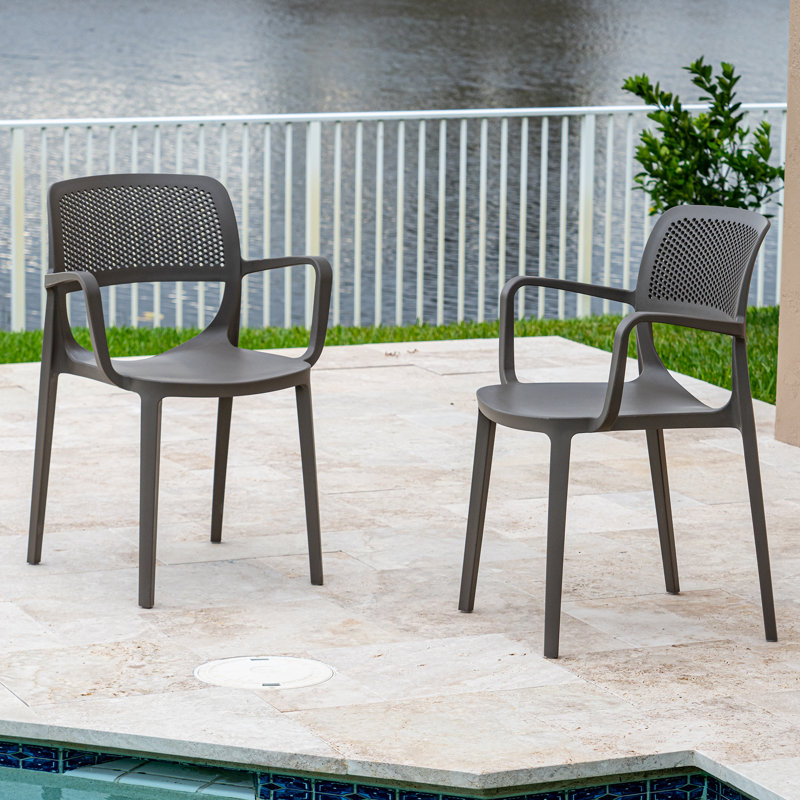 Fauteuil de terrasse empilable, Brun clair