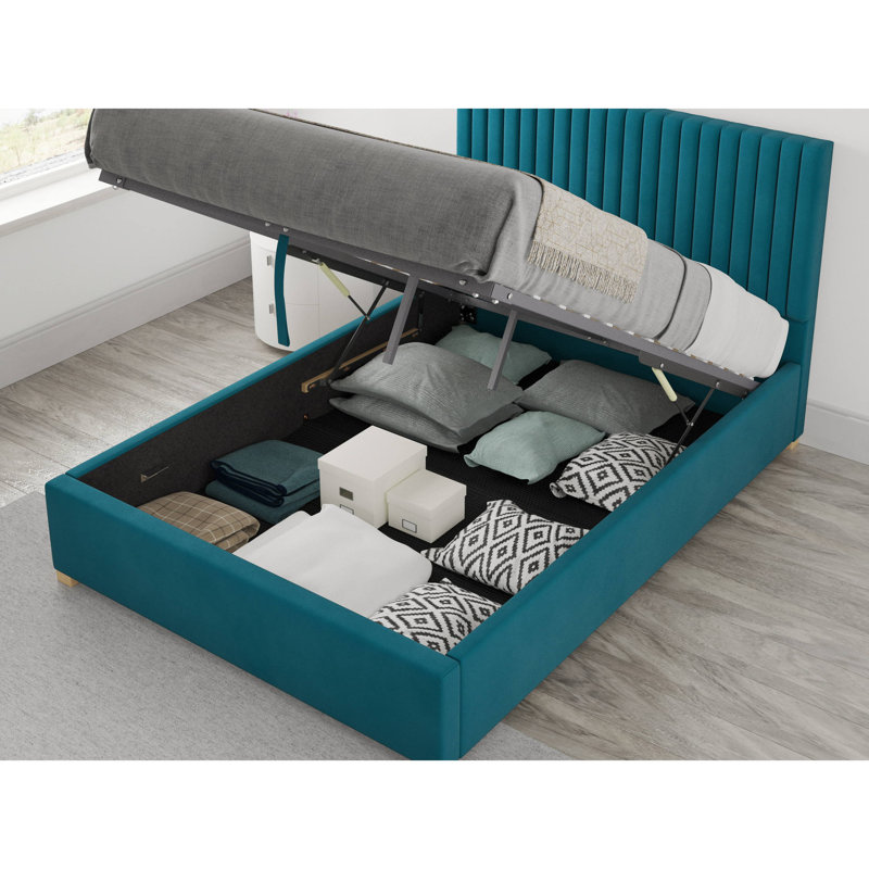 Chevy Upholstered Ottoman Storage Bed, Small Double (4'), Teal