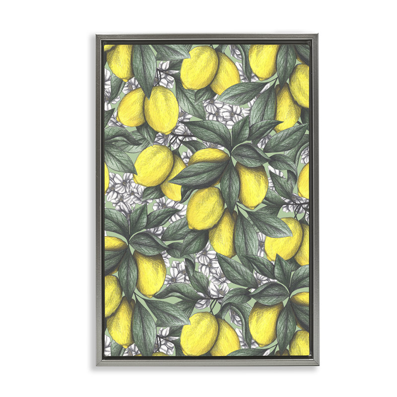 Cadre flottant Under The Lemon Tree, design par Cecilia Battaini, H 25 po x l 17 po, Cadre flottant gris lustré