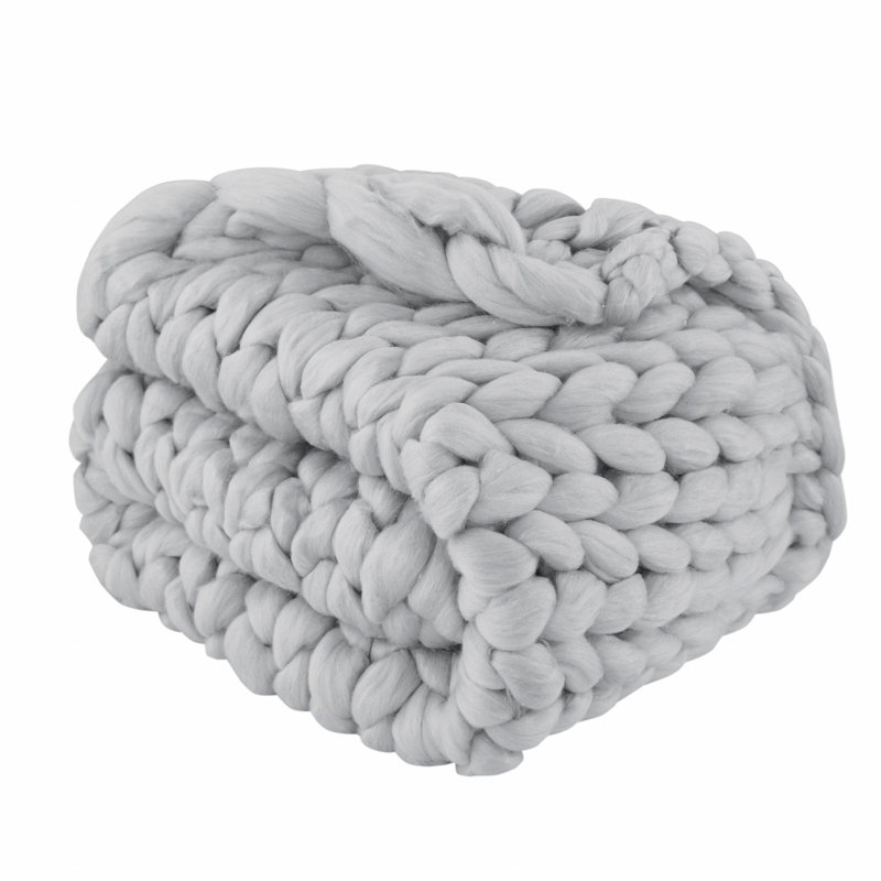 Jeté Boho Chunky Knit, Gris clair